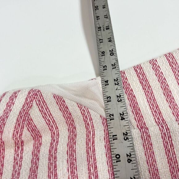 Rhyme A-Line Mini Dress Women's Medium Pink Cream Striped Racer Tweed Hidden Zip - Picture 5 of 10